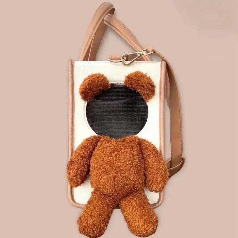 Dog Carry Bag PU Leather Dog Carriers Multifunctional Outdoor Cat Bags Puppy Breathable Carrying Pouch for Bunny