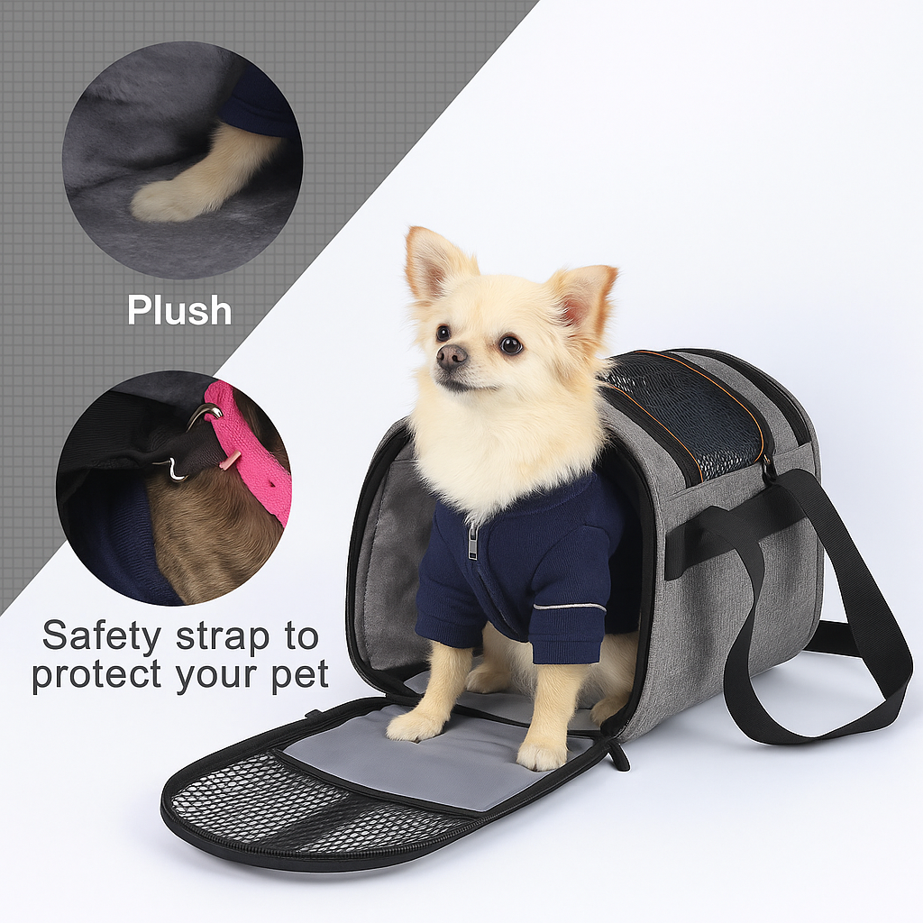 Jet Set Pet Shop Foldable Travel Carrier – Plush, Portable & Airline-Friendly
