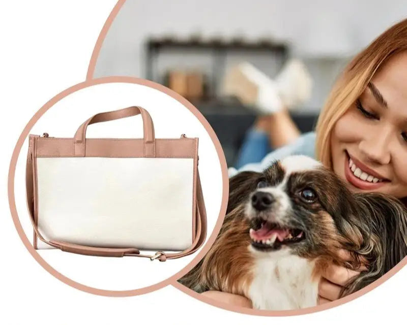 Dog Carry Bag PU Leather Dog Carriers Multifunctional Outdoor Cat Bags Puppy Breathable Carrying Pouch for Bunny